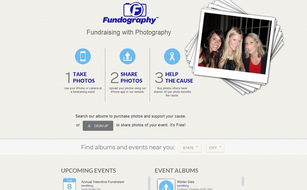 Фрагмент интерфейса сайта Fundography