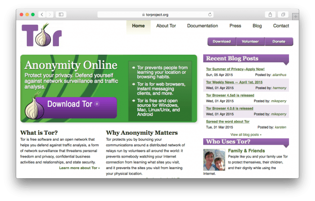 Фрагмент сайта проекта Tor.