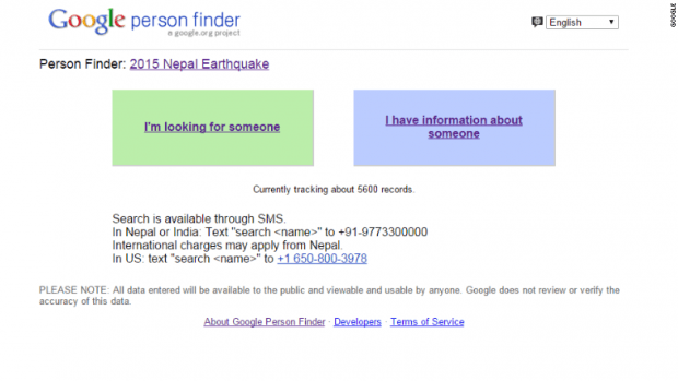 Google Person Finder. Изображение: cnn.com