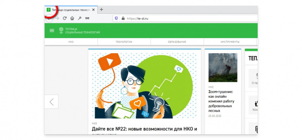 Как выглядит иконка в браузере. Скриншот сайта te-st.org