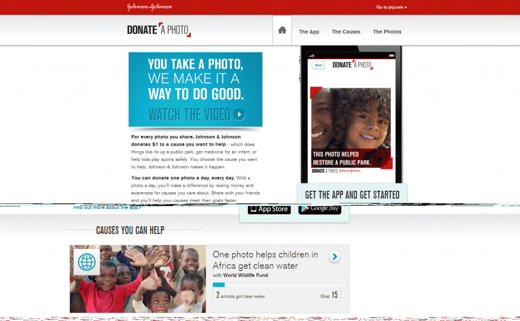 Фрагмент интерфейса сайта Donate a Photo