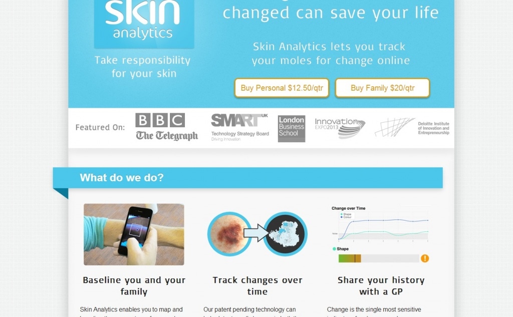 Фрагмент интерфейса сайта Skin Analytics